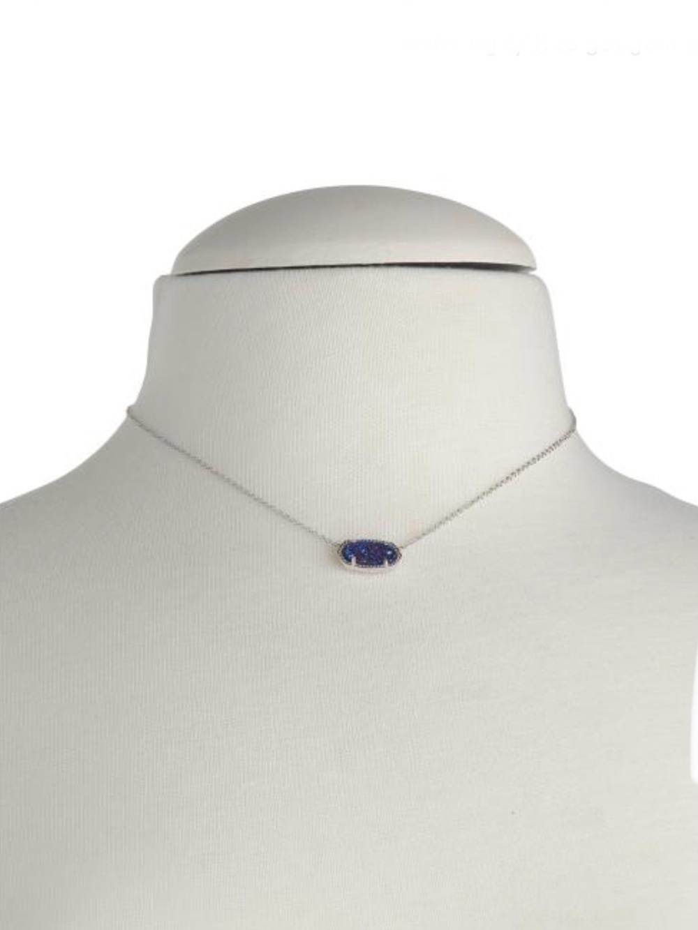 KENDRA SCOTT Silver Chain Necklace With Elisa Indigo Blue Drusy Pendant NWTS